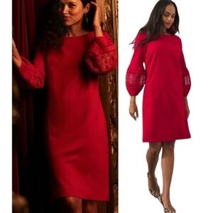 Chico's NWT Chic Sleeve Short Dress Solid Wild Poppy 570337785 3.5 18